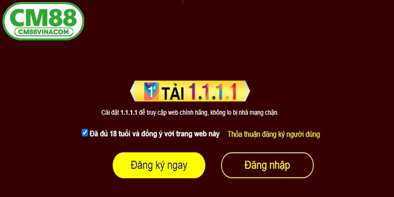 Để đăng ký CM88, người chơi phải đủ 18 tuổi trở lên