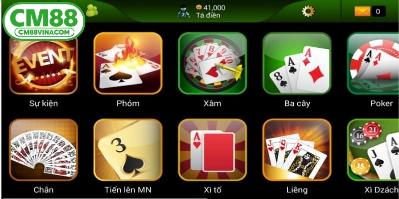 Game bài CM88 cung cấp nhiều loại hình bài từ truyền thống đến hiện đại