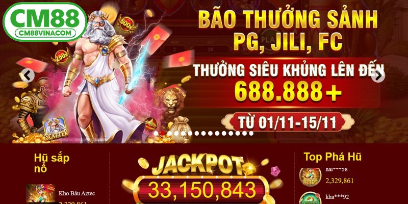 Sau khi tải app CM88 về điện thoại, người chơi có thể truy cập kho game đồ sộ 